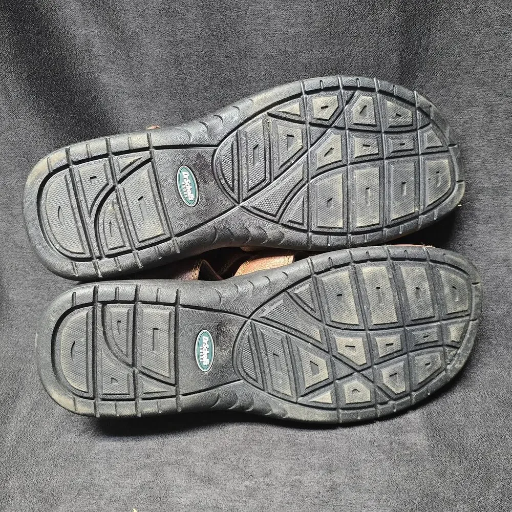 Dr. Scholl's Memory Foam Gaston Brown Leather Sandals Adjustable Straps